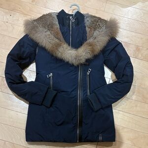 RUDSAK Dark Blue Jacket with Fur Trim
